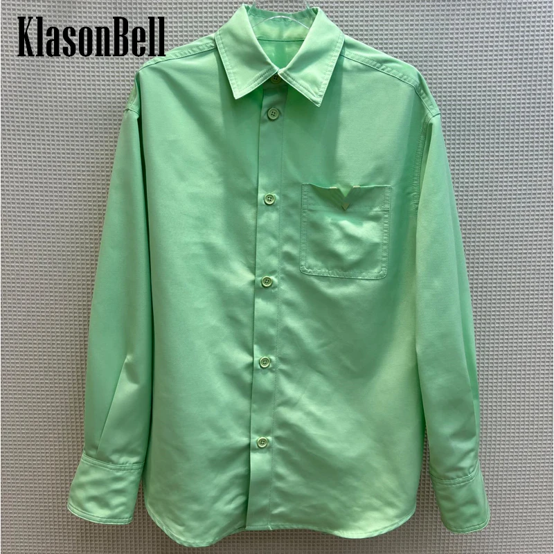 

Новинка 5,29, модная блузка KlasonBell с V-образным вырезом, металлическими пуговицами, карманами и длинными рукавами, Женская темпераментная Милая свободная хлопковая рубашка