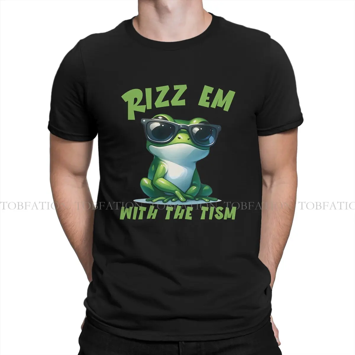 

Frog Man TShirt Funny Frog Rizz Em With The Tism Individuality T Shirt 100% Cotton Graphic Sweatshirts New Trend