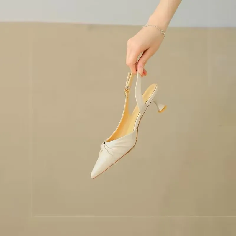 

Women's Baotou Sandals 2024 New Thin Heel Pointed High Heels Summer Fashion French Style Matching Skirt Women's Shoes