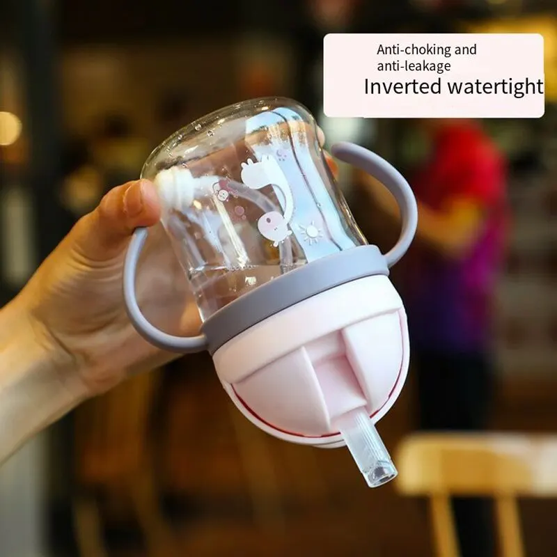 250ml Pink Baby Drinking Cup with Straw 5