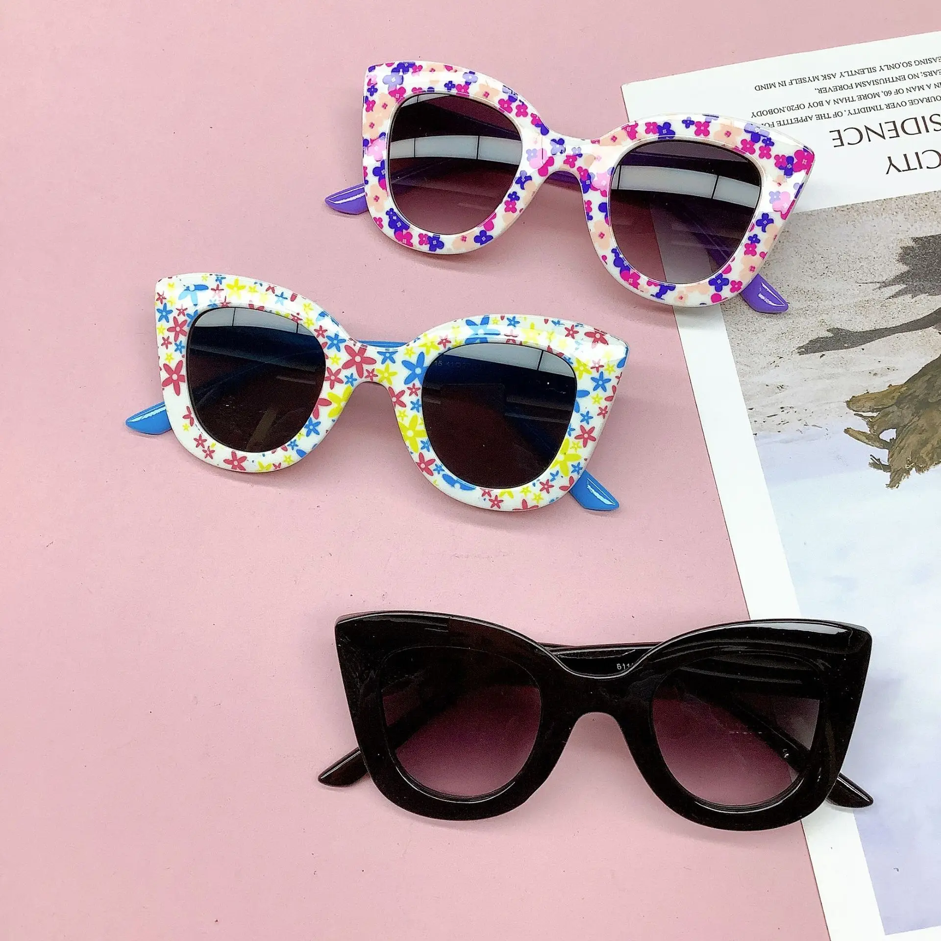 Fashionable New Travel Bag Flower Children's Sunglasses Anti UV Baby Boys And Girls Eye Protection Glasses 3