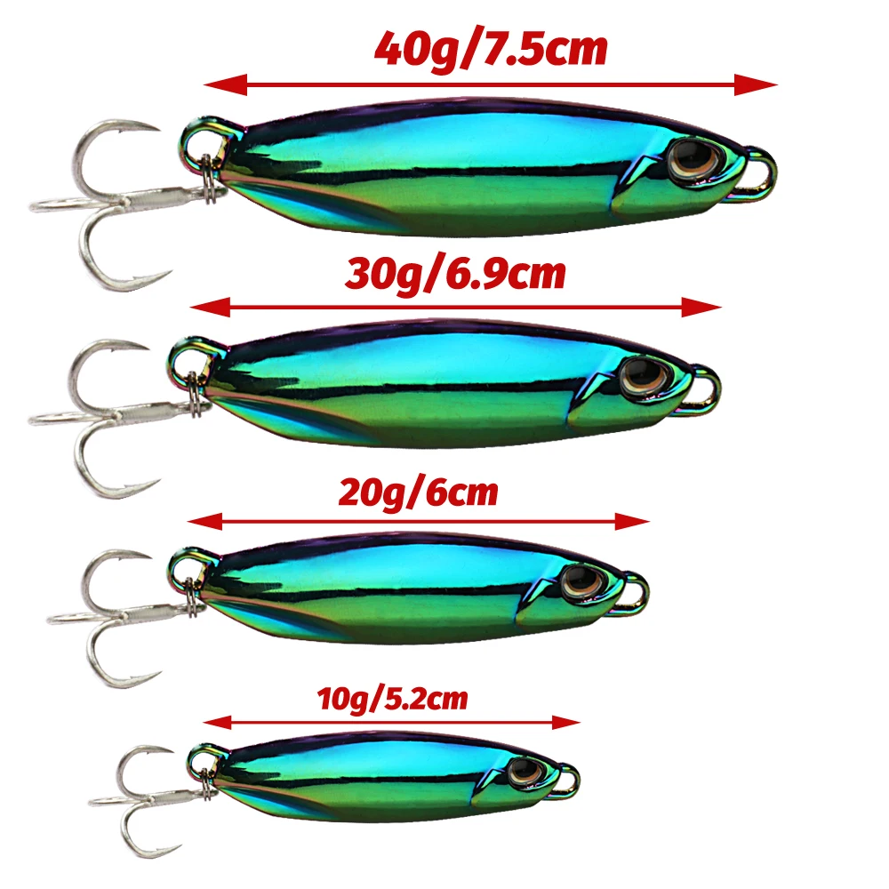 Metall Jig Angeln Locken 10g 20g 30g 40g Cast Swimbait Haken Wobbler Hecht Löffel Karpfen spinner Sea Tackle Kit Pesca Künstliche Köder – Detail 2