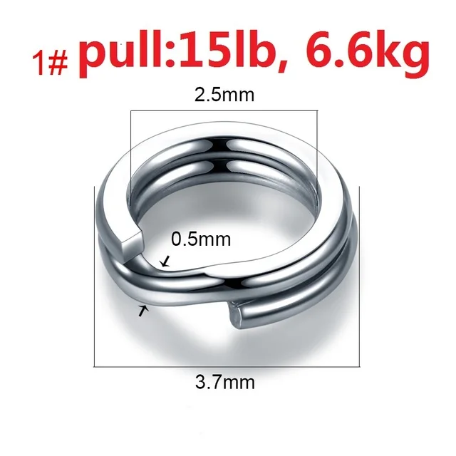 50pcs/lot Black Fishing Double Ring Connector Stainless Steel Split Ring  Diameter from 4mm to 12mm Heavy Duty FishingAccessories