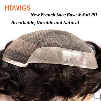 Nuove Parrucche per Uomo in Pizzo Svizzero e PU, Protesi Capillare Maschile, Parrucche in Capelli Umani Indiani, Toupet Durevole, Sistema di Parrucche con Attaccatura Naturale in Capelli Umani