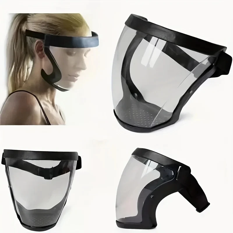 Transparent Protection Mask Full-Face Transparent Protection Mask with Adjustable Buckle-Reusable and Heat-Resistant Facial Shield for Safety in Work Out