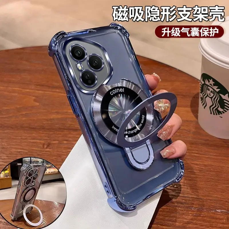 Luxury Plating Shockproof Magnetic Bracket Case with Holder Stand