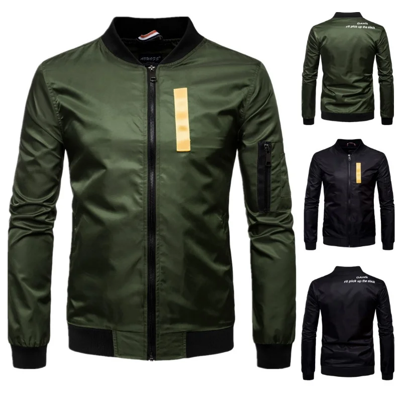 

New Arrival Men's Classical Jackets Long Sleeve Windproof Round Collar Zipper Cargo Autumn Outwear Patchwork Men Clothing