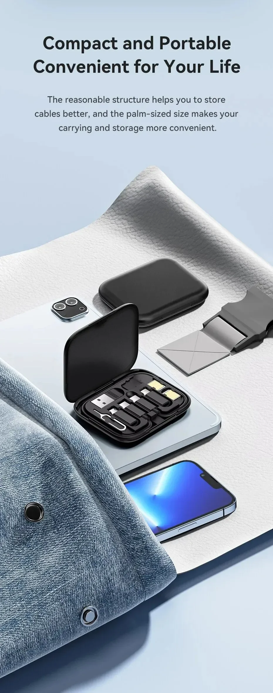 60W USB C To USB Type C Cable 4 in 1 Multifunction Data Cord Storage Box For iPhone Samsung Xiaomi Micro USB Fast Charging Cable