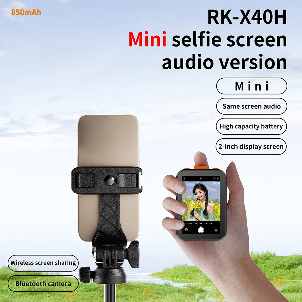 Mini Portable Screen Selfie Phone Screen For iphone Vlog Selfie monitor with Sound Projection Bluetooth Remote Photography