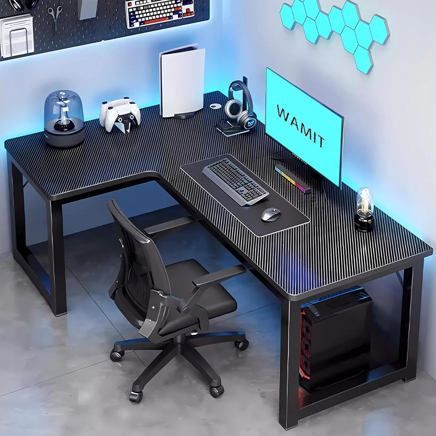 طاولة ألعاب 140 سم، مكتب ألعاب كبير، كمبيوتر مكتبي على شكل حرف L، مكتب زاوية، طاولة دراسة، مناسبة للمنزل والمكتب والسكن