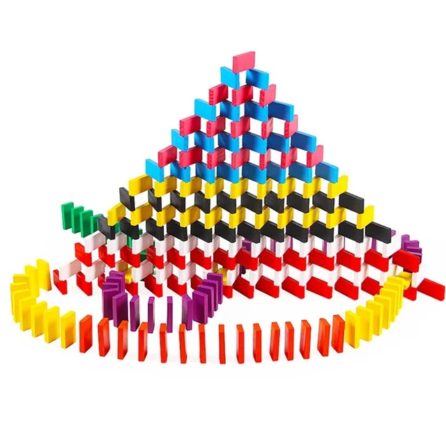 120Pcs/Set Colored Rainbow Wood Domino Game Blocks Kits Baby Early Learning Dominoes Educational Toys for Children Gift 6