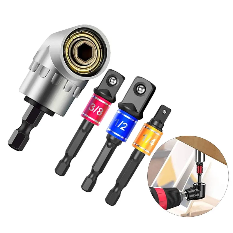 Impact Grade 105 Degree Angle Socket Adapter Power Hand Tool Part Driver Extension Set Screwdriver Holder Drill Nut Attachment 1pcs mini dual interchangeable function short cross shaped screw driver slotted impact screwdriver nut driver hammer repair tool