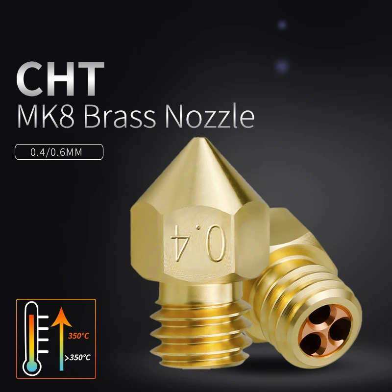 

0.4mm 0.6mm 0.8mm MK8 CHT Nozzle High Flow Brass Nozzles For 1.75mm CR10 CR10S KP5L Ender 3 3D Printer Accessories