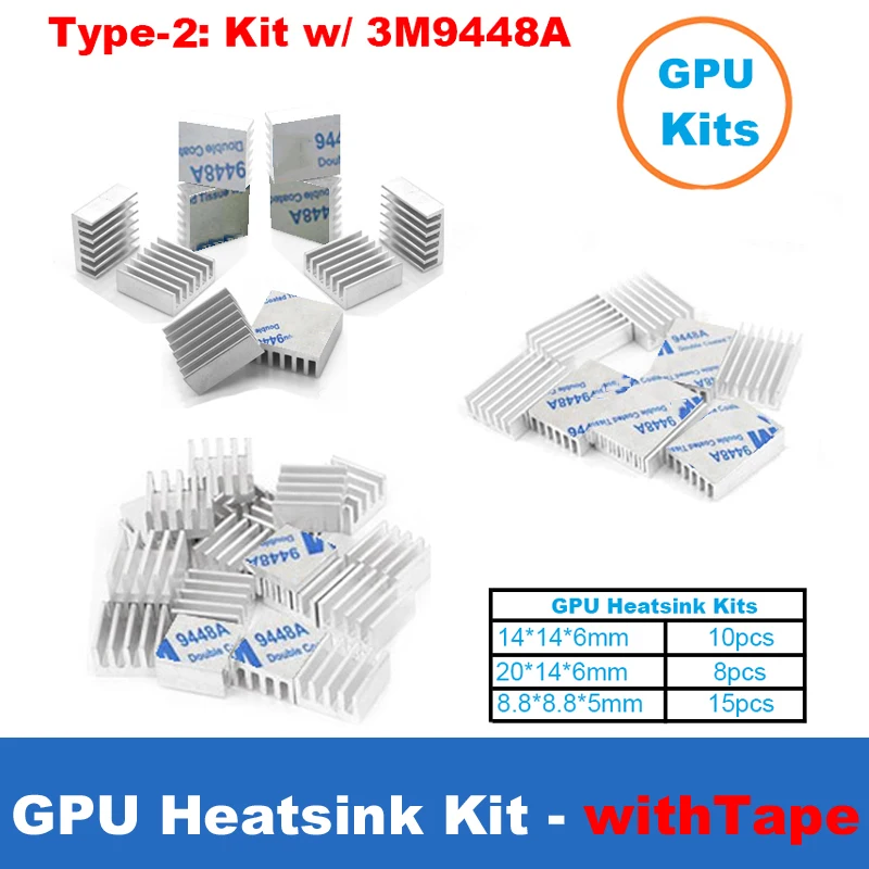 Graphics Card Cooler Heat sink Kit,33pcs Radiator Aluminum Heatsink w/ Thermal Adhesive Adhesive Tape GPU,VGA Video Card Heating — view 2