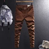 Newly Designer Men Jeans Khaki Brown Elastic Slim Fit Stretch Jeans Men Vintage Trousers Korean Simple Casual Denim Pants Hombre 3