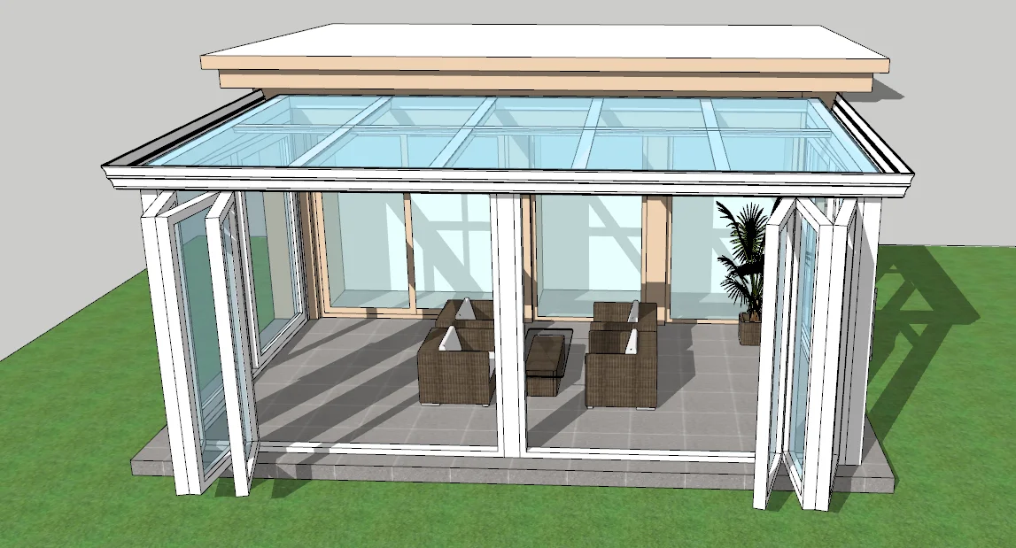 Prefabricated 4 Season Free Standing Veranda Aluminium Glass Conservatory