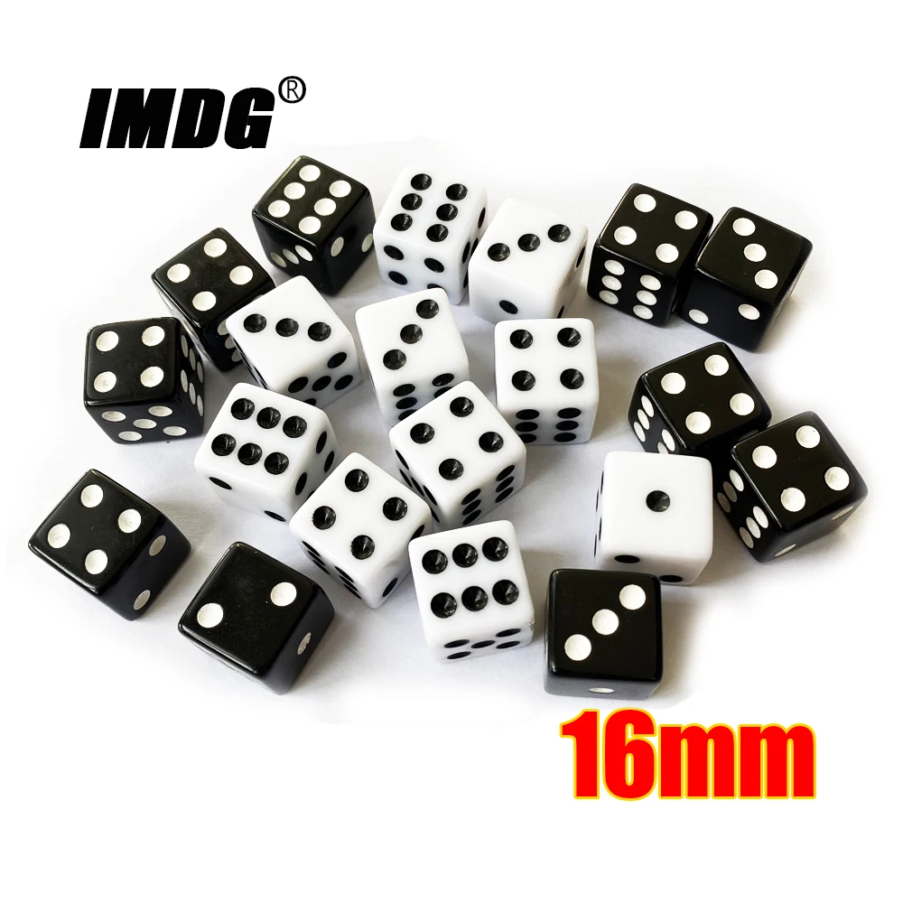 Black Acrylic Dice 16mm White Dot Square Corners 10pcs pack Game Dice game dice dice set acrylic dice