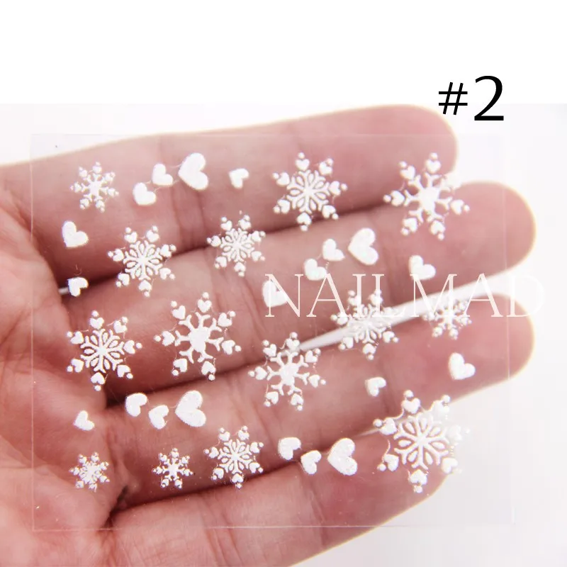 1 Sheet White Snowflake Nail Stickers Christmas Snow Nail Stickers 3D Adhesive Sticker