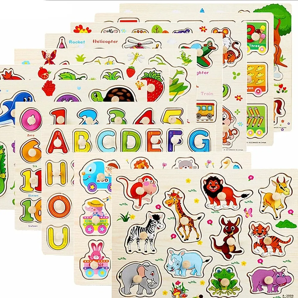 30cm Wooden Puzzles For Kids Montessori Baby Toys