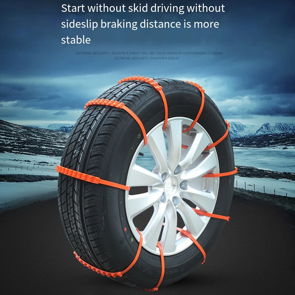 10pcs/set Car Anti-skid Chains Tough Snow Chains For Cars With Small Size Tire Snow Strong Grip Anti-skid Cable Ties