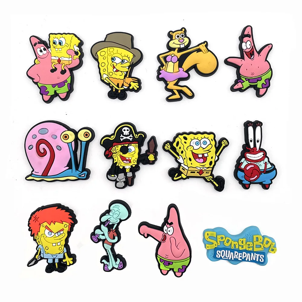 New Cartoon Yellow Sponge Shoe Charm Starfish Octopus Krabs Marine Organism Cute Shoe Buckle Wholesale Croc Accessories Kid Gift