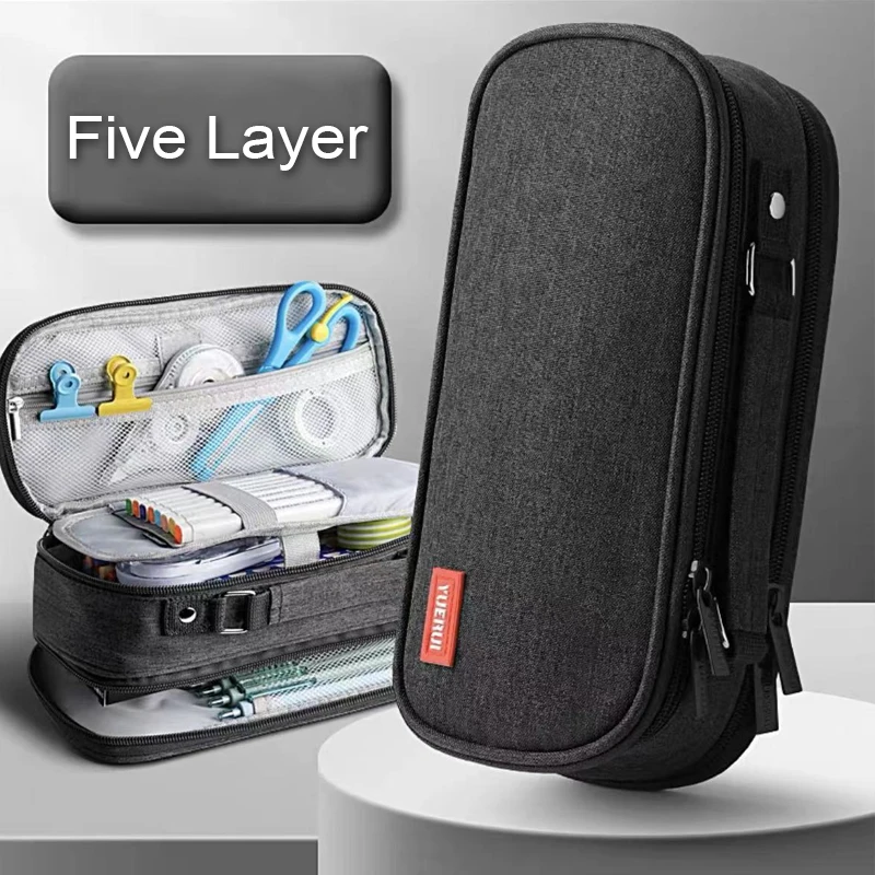Pen Storage Bag Pencil Case 4 Layer Large Capacity Cosmetic Study Supplies Simple Student Stationary Boxes pen storage bag
