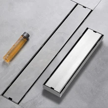 

Invisible Floor Drain 304 Stainless Steel Rectangle Anti-odor Bath Shower Tray Long Drainage Linear Floor Drains Cover Brushed