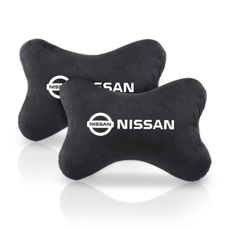 Suede Leather Car Headrest Rest Cushion Neck Pillow Auto Seat Belt Shoulder Pads Nissan Qashqai Juke Sentra Patrol Almera