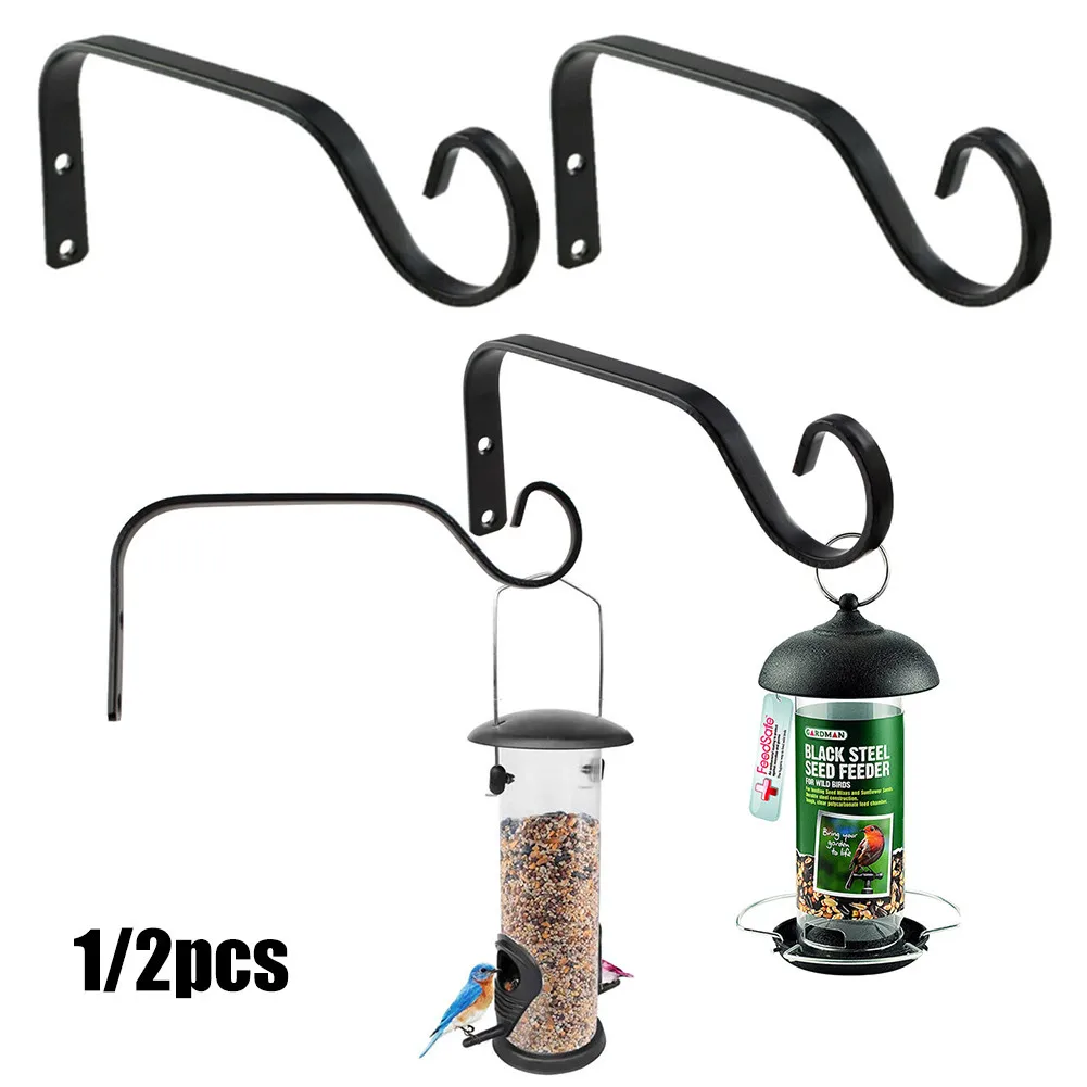 

1/2PCS Wall-Mounted Hook Flower Pot Holder Metal Art Flower Stand Garden Decoration Wall Hanging Basket S-shape Flower Pot Hook