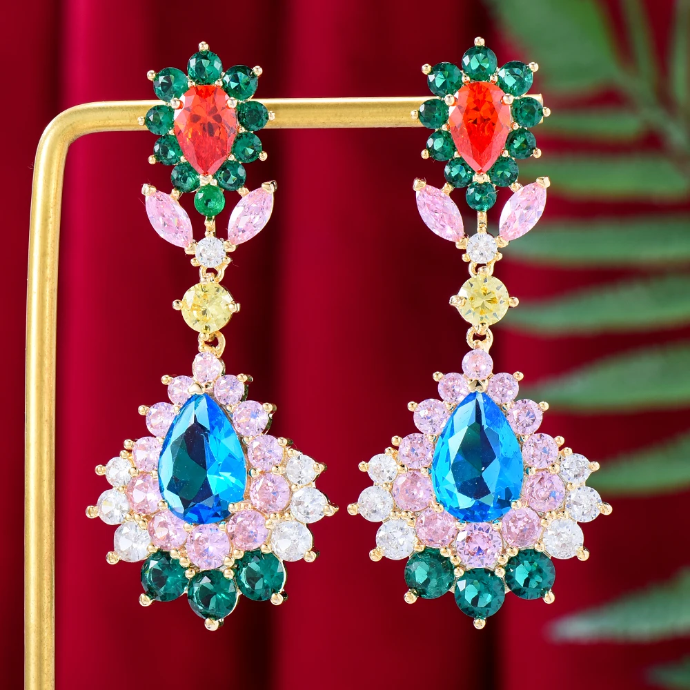 

Jimbora Shiny CZ Pendant Earrings For Women Wedding Bridal Jewelry Trendy Noble High Quality 2022 Ins Hot New Original Design