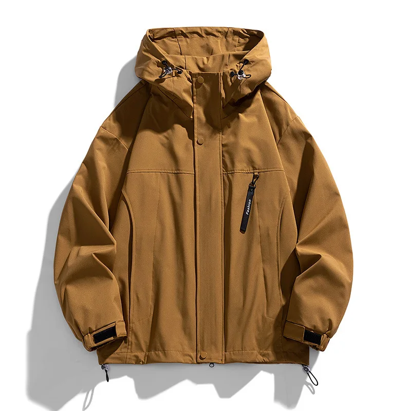 Black Camping Jacket Men Windbreak Coat Plus Size 8XL Fashion Casual Waterproof Jacket Male Solid Color Outerwear Big Size 2