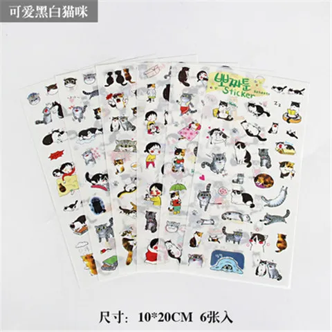 6pcs/lot  Waterproof Cartoon Cute Transparent Diy Decoration Stickers Korea Hand Account Stickers Kawaii Plastic Cup Stickers P