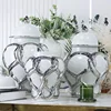 Ceramic Checkmate Jar Porcelain Craftwork Ginger Jar Flower Vase Gold Cross Cord Ceramic Storage Tank Home Decoration 2
