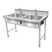 อ่างล้างจานสแตนเลสแบบติดตั้งในตัวพร้อมขายึด ช่องเดี่ยวหรือสองช่อง สำหรับใช้ในครัวเรือนหรือร้านอาหาร สำหรับล้างผักและจาน 4