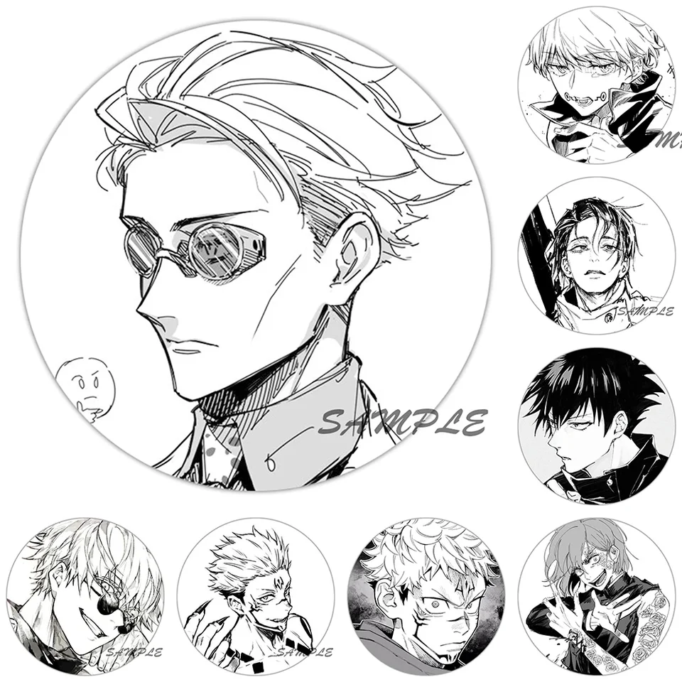 Black with White Jujutsu Kaisen 58mm Anime Comic Styles Brooch Cosplay  Badge Cool Guy Pins Okkotsu Yuta Gojo Satoru Brooches Boy