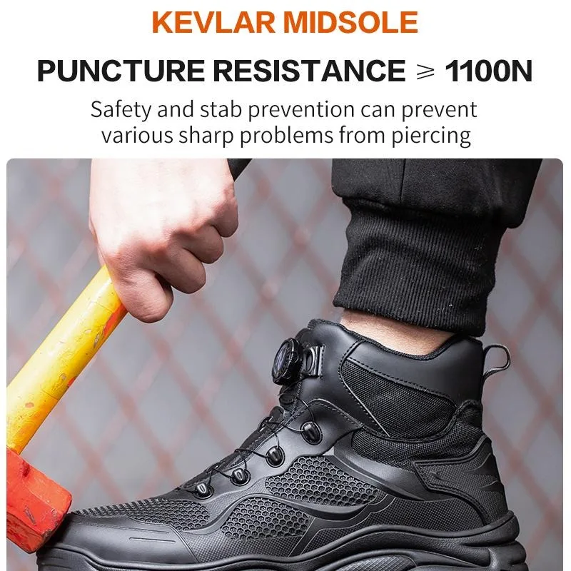 Safety Shoes Men Shoes Men's Work Safety Shoes High Top Lace-up Steel Toe Anti-smash And Anti-puncture Work Boots Comfortable