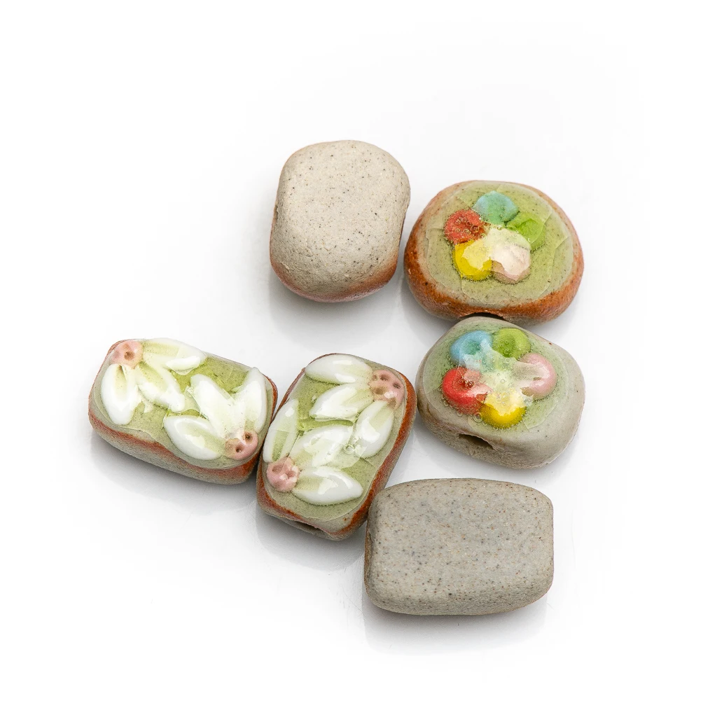 17 # Manuelle Schlamm Keramik Perlen handgemachte Vintage Blume spezielle Keramik Anhänger Schmuck Teil für Halskette XN600 – Detail 5