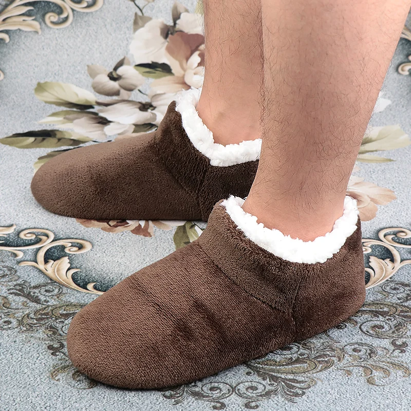 

Lowest Price Online Winter House Slippers For Men Suede Plush Floor Slippers Lazy Shoes Home Slippers Big Size 47 Male Slippers