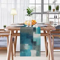 Nappe de table moderne gris sarcelle - 1 pièce, motif abstrait, style ferme, pour cuisine, table basse, dîner, fête 3