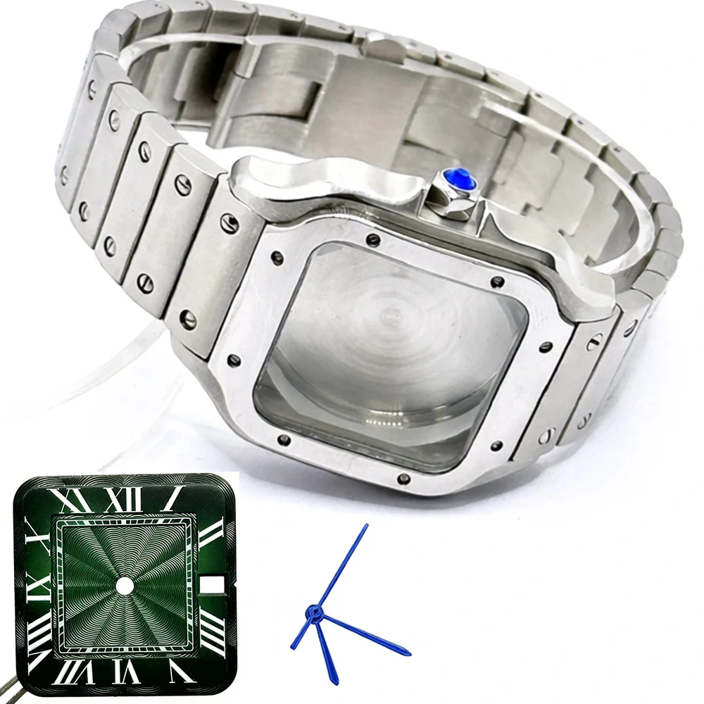 Golden Stainless Steel Waterproof Watch Case and Strap for 38MM Square Men's Watch
