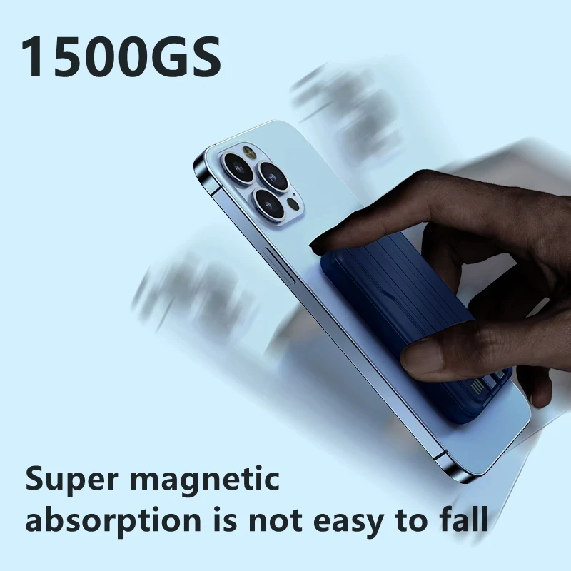 10000mAh Macsafe Power Bank Magnetic Wireless Fast Charger for iPhone 14 13 Samsung Xiaomi Built in Cable Portable Spare Battery