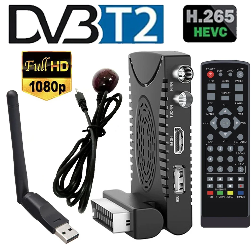 Мини DVB T2 H.265 HD цифровая фотография Испания TDT Европейский спутниковый ТВ-приемник HEVC 1080HD декодер EPG ТВ-приставка интерфейс Scart