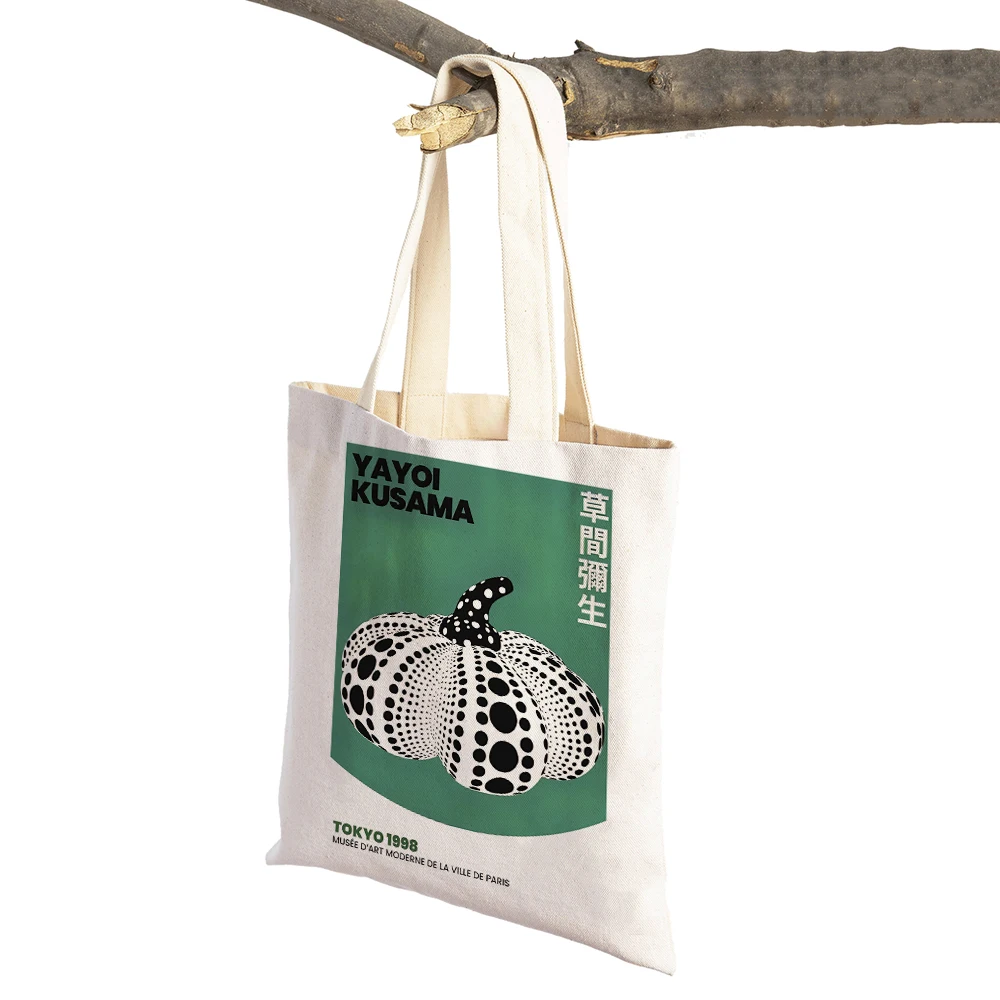 Giapponese Yayoi Kusama Stampa Shopper Bag Zucca Polka Dot Stripe Pittura Astratta Borsa Casual Moda Donna Shopping Bags