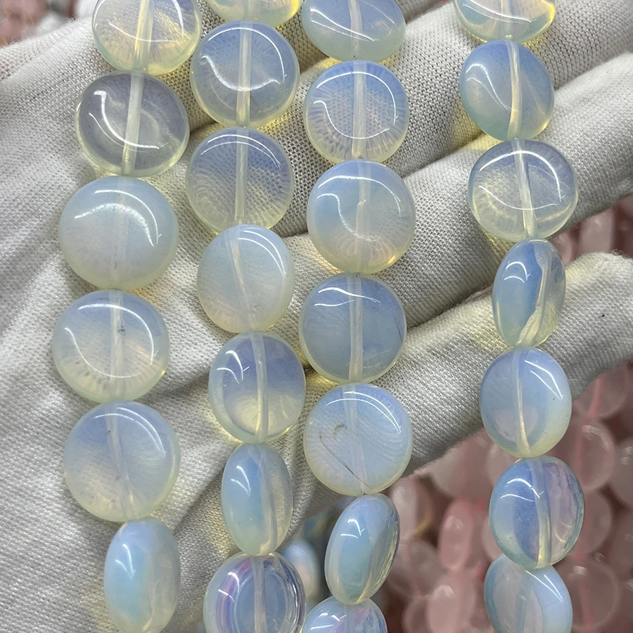 

Natural Crystal Opal Stones Handmade Faceted Round Cake Loose Beads For DIY Jewelry Making Bracelet Necklace15''15mm