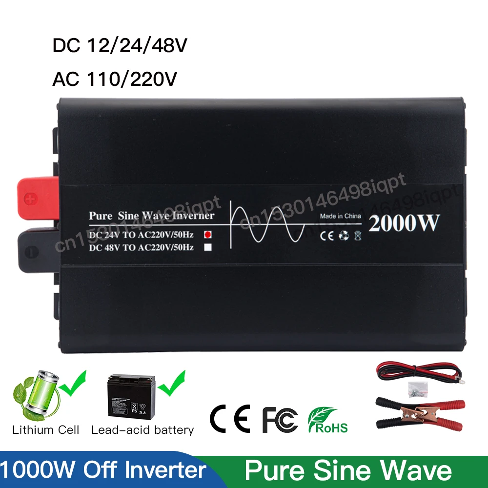 12V 24V 48V 2000W Off Grid Tie Inverter Pure Sinusoidale Solar Wind Car Converter 4000W Surge Power Per Pannello Solare Turbina Eolica