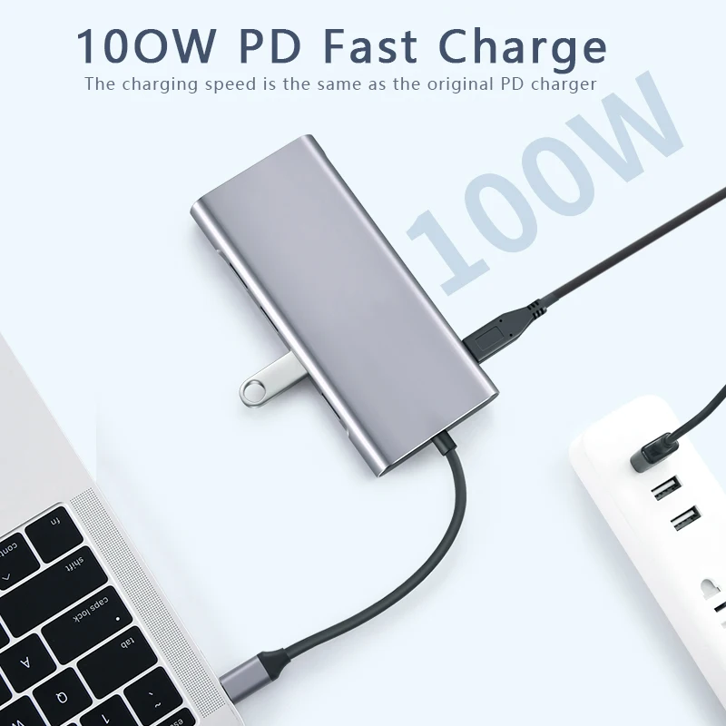 EATPOW USB HUB To HDMI-compatation VGA PD RJ45 TF/SD Reader Adapter USB3.0 11 Splitter Port Type C HUB for Type C Port Laptop