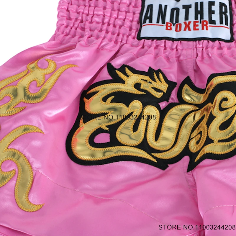 Another Boxer Muay Thai Shorts Professional Boxing Shorts Women Men Kids Satin Embroidery Martial Arts Clothes Kickboxing