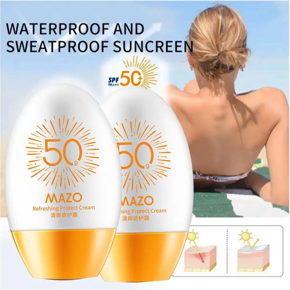 

SPF 50+ Sunscreen Repair Cream Waterproof UV Protection Care Repair Brighten Cream Refreshing Non-greasy Damaged Skin White I5A5