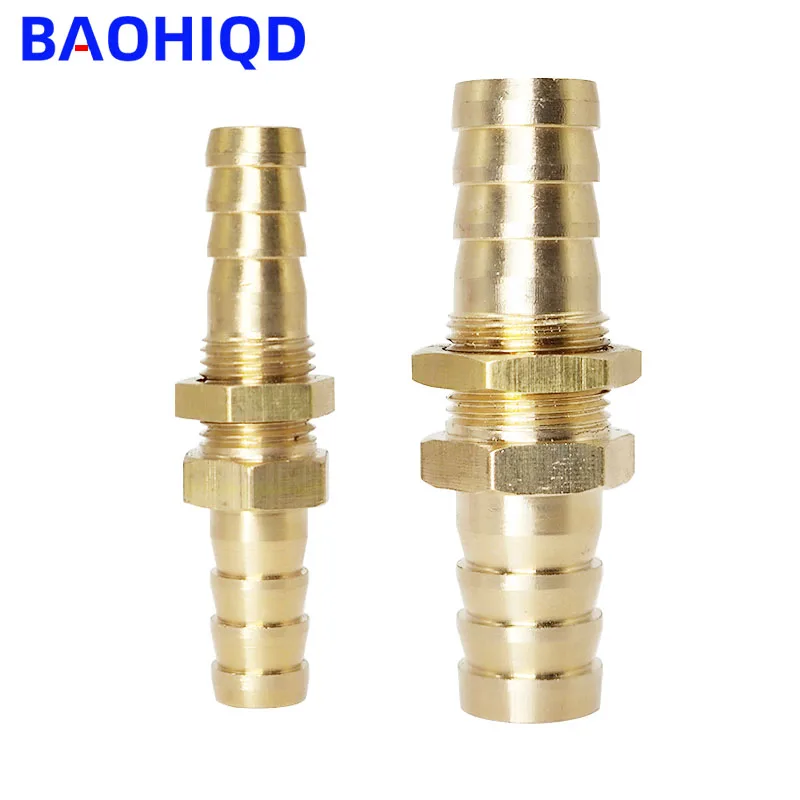 

4 6 8 10 12 14 16 19mm Hose Barb Bulkhead Brass Barbed Tube Pipe Fitting Coupler Connector Adapter For Fuel Gas Water Copper