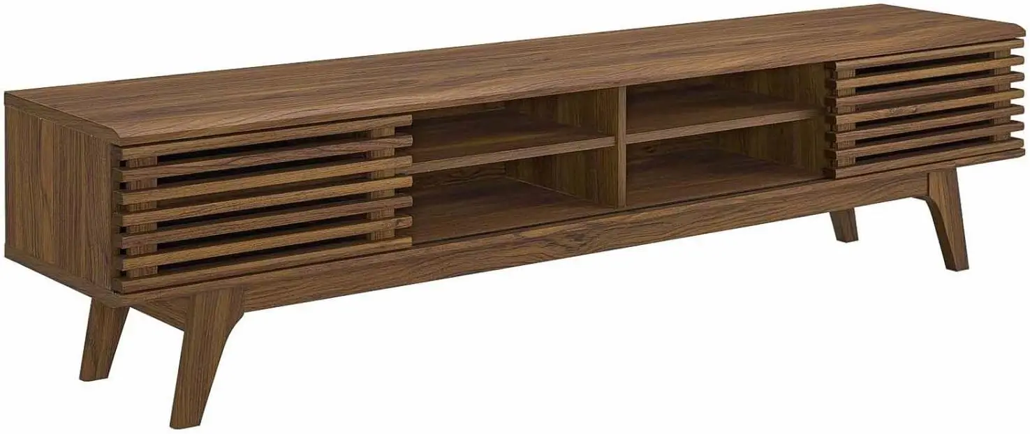 

Modway Render 70" Mid-Century Modern Low Profile Media Console TV Stand, 70 Inch, Walnut Walnut